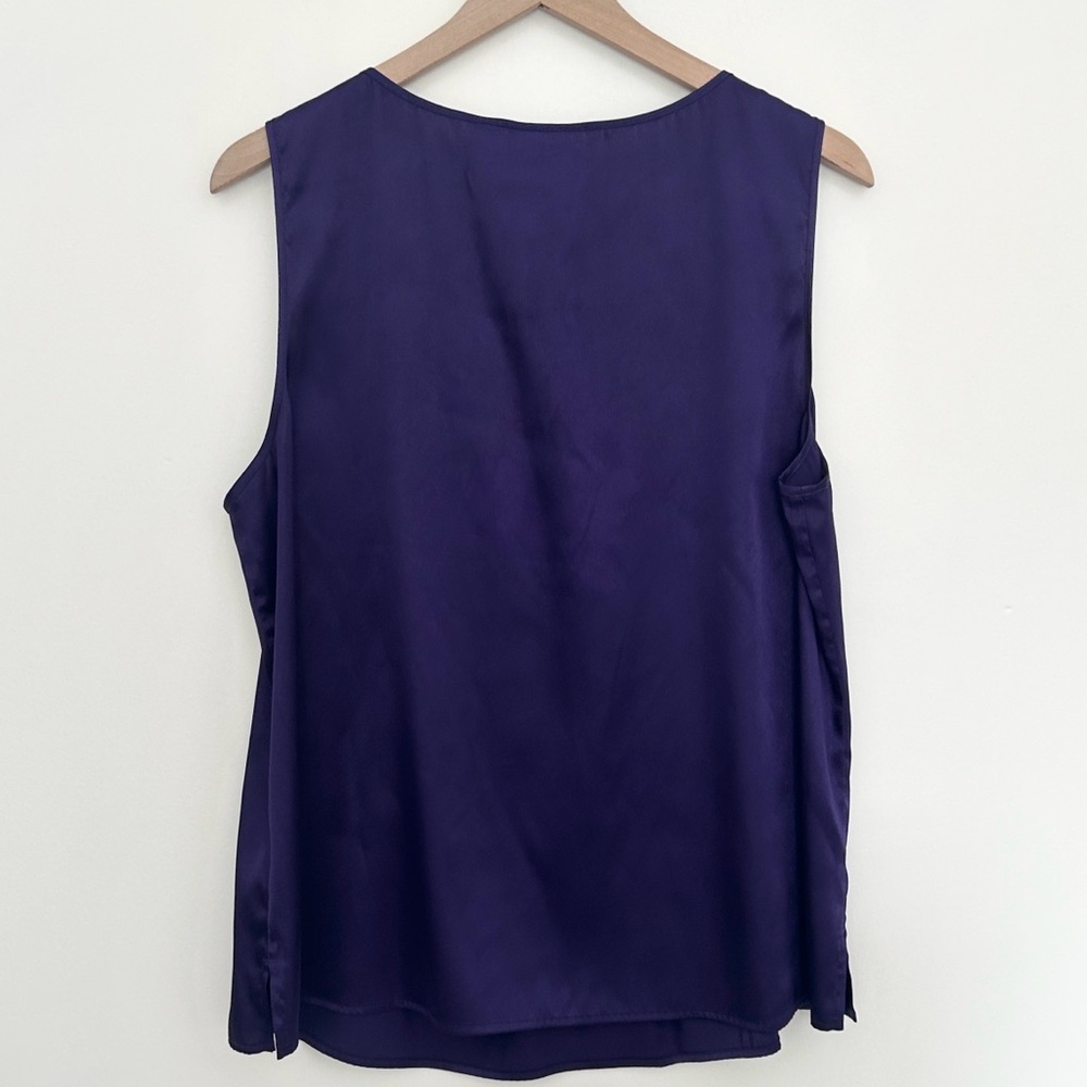 Chicos Shirt Womens Purple Sleeveless Scoop Neck Tank Top Pleated Casual Size 3 - Picture 2 of 9
